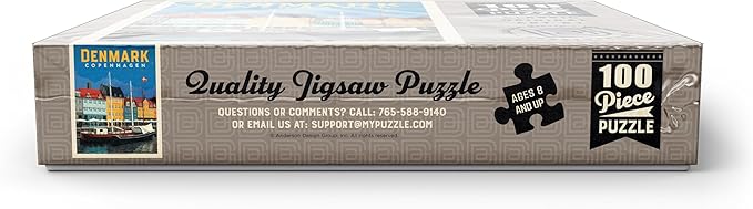 MyPuzzle Denmark: Copenhagen, Vintage Poster - Premium 100 Piece Jigsaw Puzzle for Adults