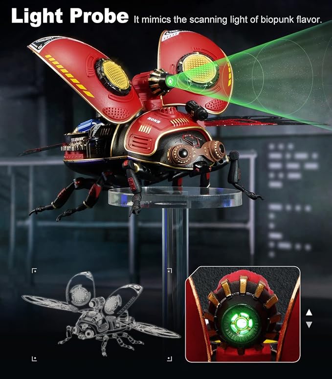 ROKR 3D Metal Model Kits for Adults Scout Beetle - 147PCS 3D Metal Puzzle Electric Mechanical Plastic Building Kit Hobby Kit Gift for Adults