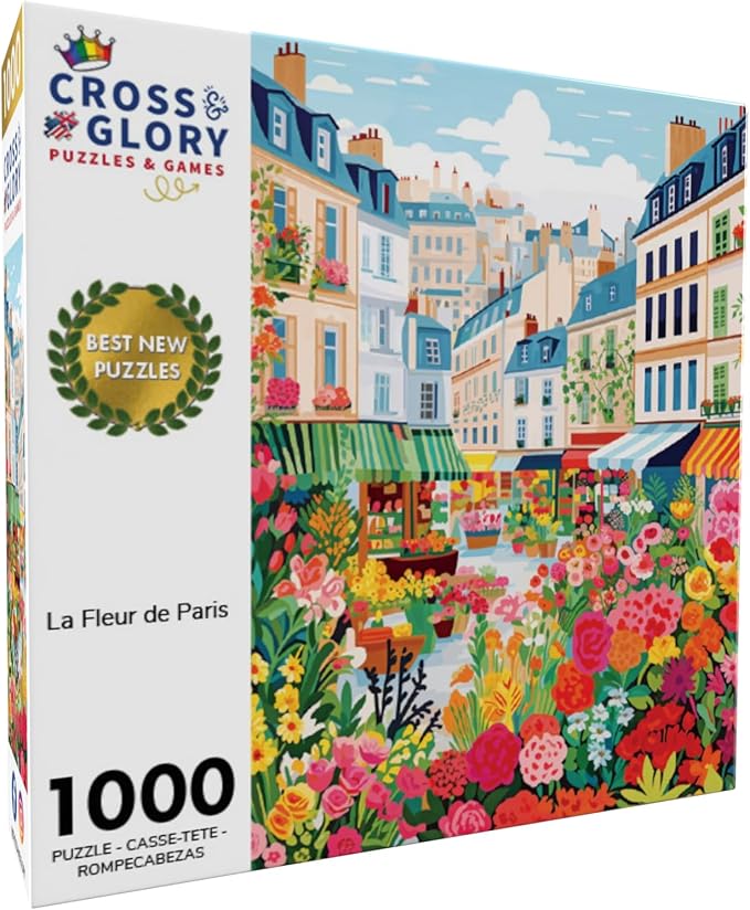 Cross & Glory - La Fleur de Paris - 1000 Piece Jigsaw Puzzle for Adults | Vibrant Parisian Flower Market | Ideal for Puzzle Lovers