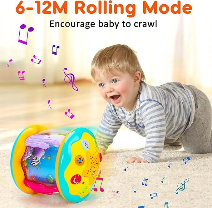 Tsomtto Baby Toys 6 to 12 Months Musical Light Up Tummy Time Toy Ocean Rotating Projector for Infant 3-6 7 8 9 12-18 Month Baby Aquarium Learning Crawling Birthday Gifts for 1 2 3 Year Old Boys Girls