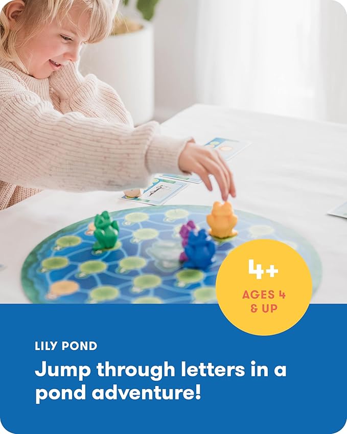 SimplyFun Lily Pond - Educational Game to Practice Early Reading and Spelling - an Engaging and Fun Toddler Game - 2 to 4 Players, Ages 4 & Up