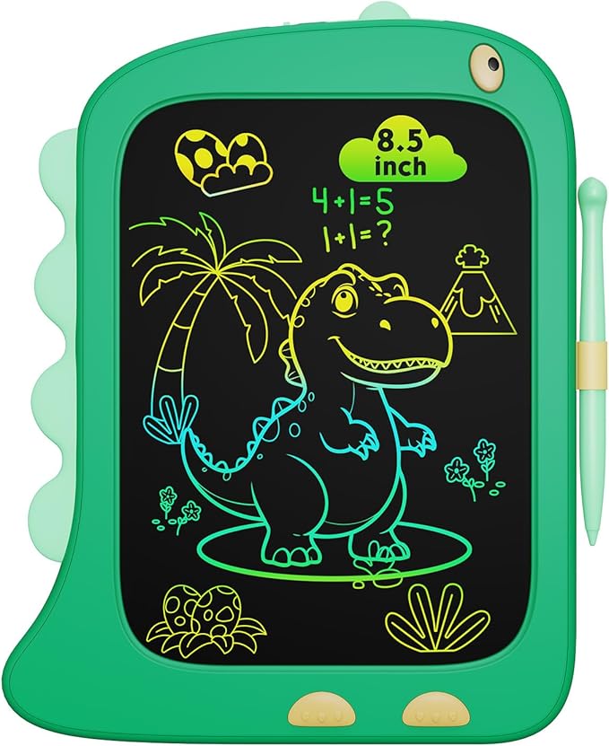 Kikapabi LCD Writing Tablet, Dinosaur Toys Gifts for Boys Age 3 4 5 6 7 Year Old, 8.5inch Colorful Doodle Board Pad for Kids, Birthday Toddler Toy Age 3-7 Portable Travel Drawing Green