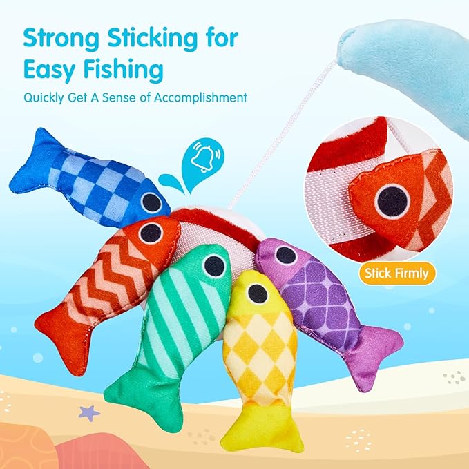 Toddler Toys Montessori Toys for 1 Year Old Boy Girl Birthday Gift- Cloth Fishing Game for Toddler 1-3 with Stacking Cups- Number Counting, Color Sorting, Shape Learning