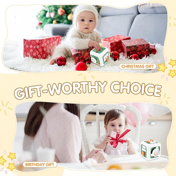 Toys for 1 Year Old Boy Girl, Montessori Busy Board Busy Cube, Travel Toys for Toddlers 1-3, 1 Year Old Girl Boy Gifts, Green