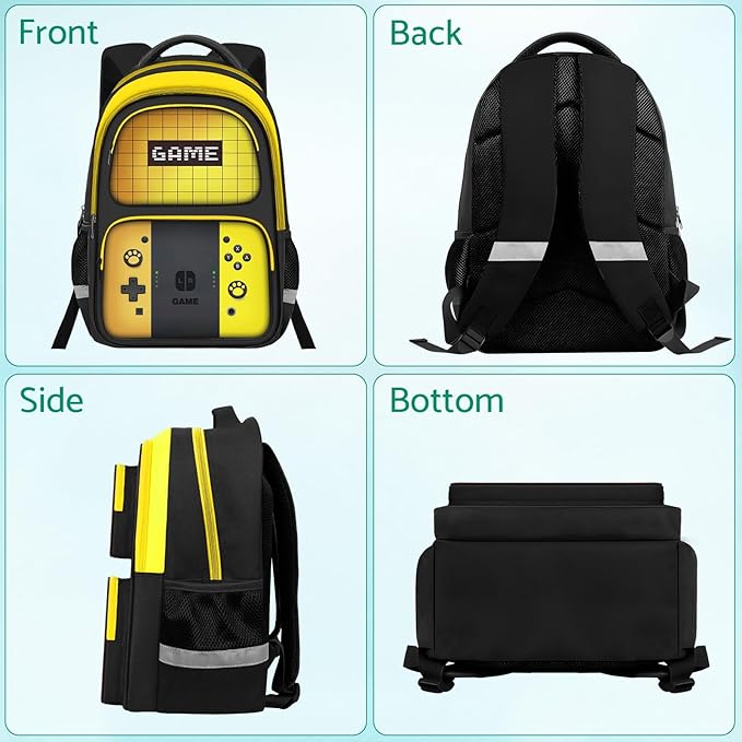 Kids Backpack For Boys，Gamer Boys Backpack For Children Teens Elementary Middle School, 17″ Students Bookbag