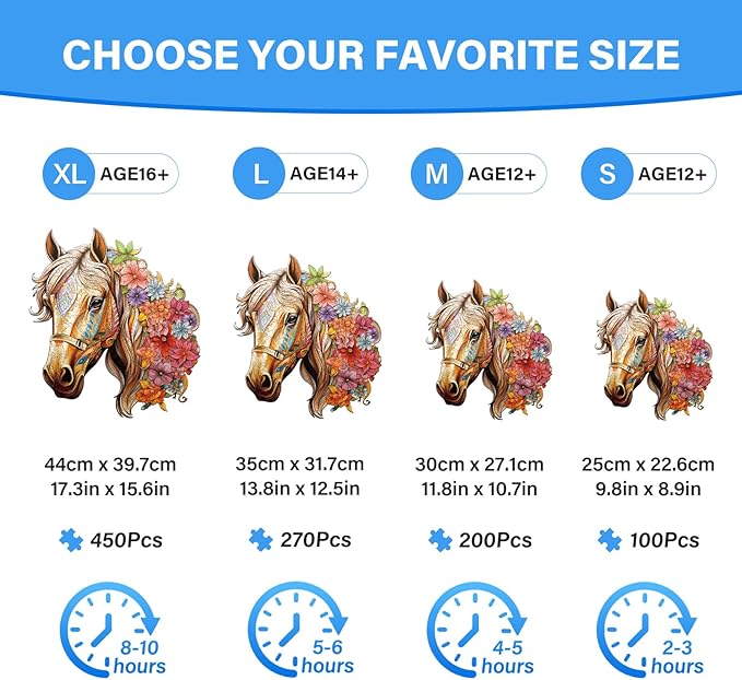 Wooden Puzzle for Adults, Wooden Horse Puzzle, Wood Puzzles Adult, Birthday for Women Men, Family Puzzle Game (L-13.8×12.5in - 270pcs)