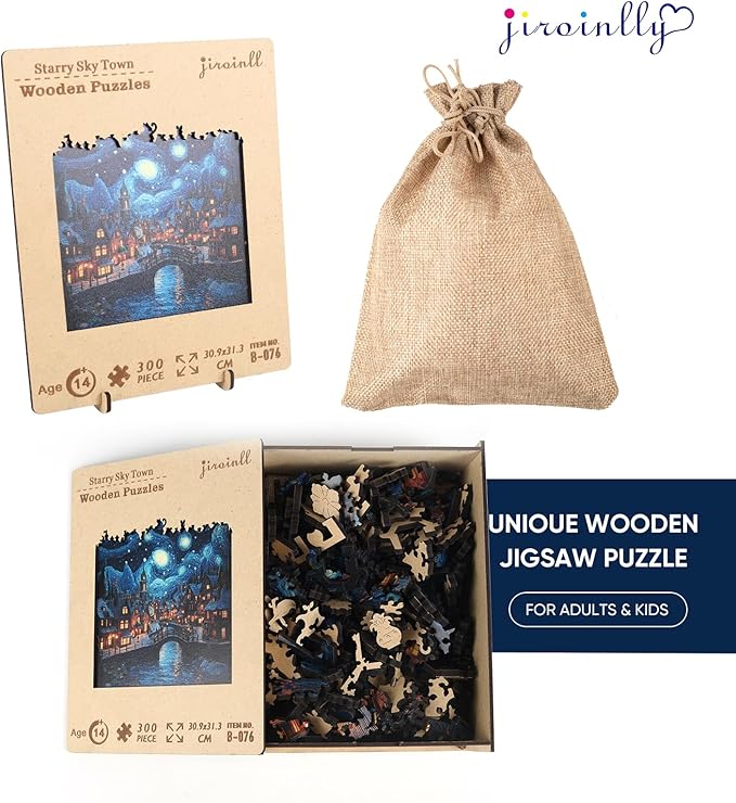 Wooden Puzzles for Adults 300 Piece, Hard Impossible Wood Puzzles for Adults, Unique Shaped Landscape Painting Challenge Puzzle, Exquisite Packaging, Best Gifts Toys for Family Friends