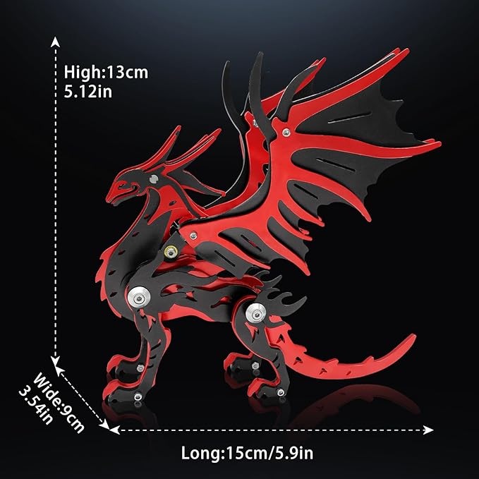 3D Metal Puzzles,3D Metal Puzzle for Adults,Mechanical Model Kit Magic Wing Dragon Black Clothes,Steel 3D Puzzles Stainless Steel Ornaments for Adults Home Decor Art Craft Gifts Toys.