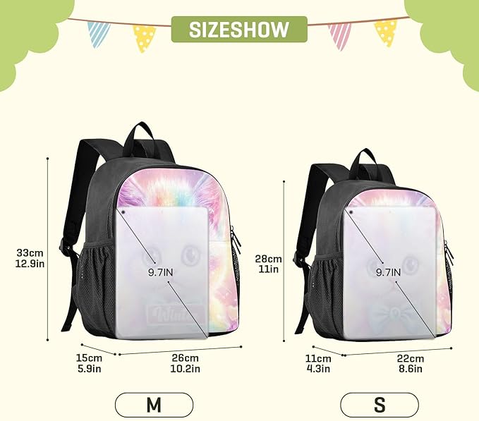 Cute Cats Rainbow Toddler Backpack for Boys Girls 3-6 Small Preschool Backpacks for Kids Elementary Mini Bookbag for Preschool for School