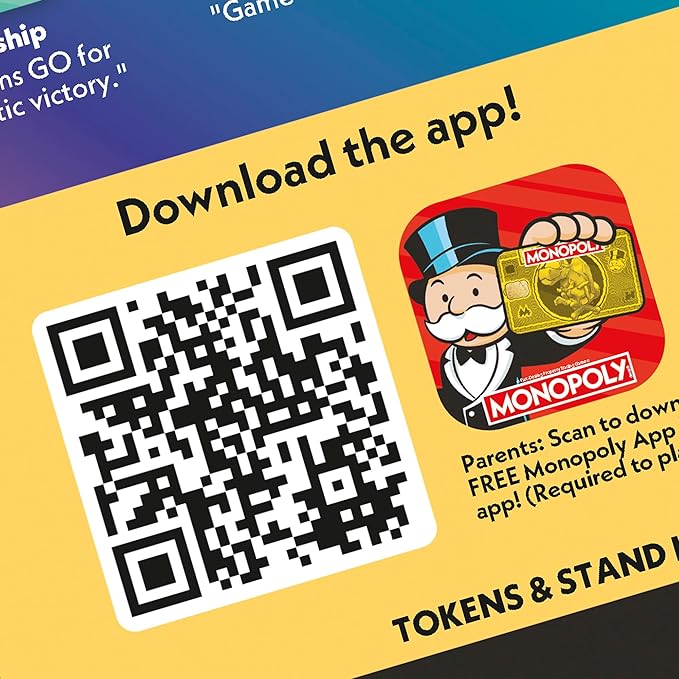 Monopoly App Banking Board Game | App-Enabled Game | Links to Smart Devices | Ages 8+ | 2 to 6 Players | 45 Mins. | Family Games for Kids