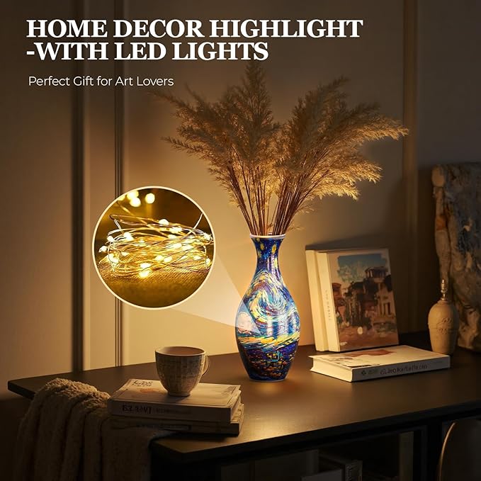 160 Pieces 3D Puzzle Vase - Starry Night Pattern, DIY Stereo Puzzles for Adults & Kids, Home Decoration Vase, No Glue Needed