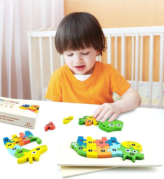 4-Pack Animal Puzzles for Toddlers Ages 3-5, Wooden Toys, Montessori Toys, Ideal Gift for Kids