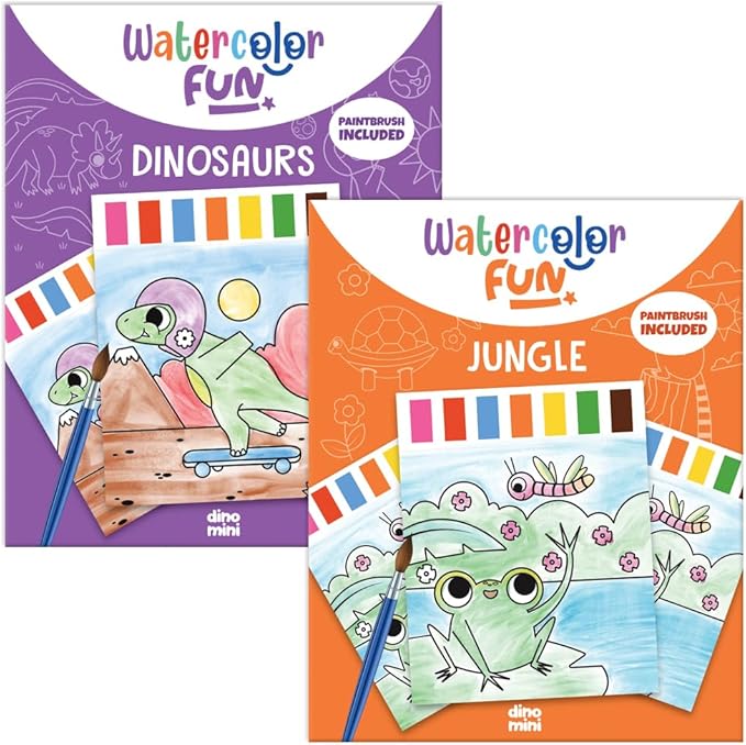 Watercolor Fun Value Pack - 2 Paint with Water Kits for Toddlers - Water Painting for Toddlers - Travel Activities for Kids Ages 4-8 - Screen Free Birthday Gifts (Dinosaurs - Jungle)