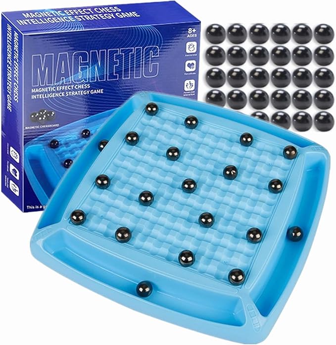 Magnetic Chess Game, Portable Magnetic Chess Game with Stones - 30 Stones, Fun Table Top Multiplayer Strategy Game. (30 Round Magnets)