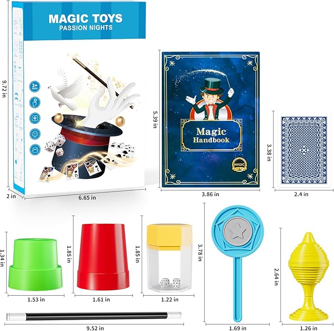 Magic Kit for Kids - 74 Magic Tricks Performance with Manual and Videos, Magic Gift Set for 6+ Years Old Beginner Magicians, Perfect for Halloween Christmas Birthday Parties & Family Fun