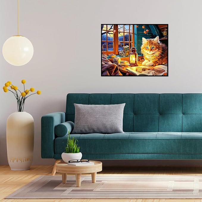 100 Piece Puzzles for Kids Reading Cat 100 Piece Puzzles for Adults, Cute Kitten 100 Pieces Puzzle for Kids Ages 4-8, Cozy Retreat Puzzle for Seniors Teens Brain Teaser