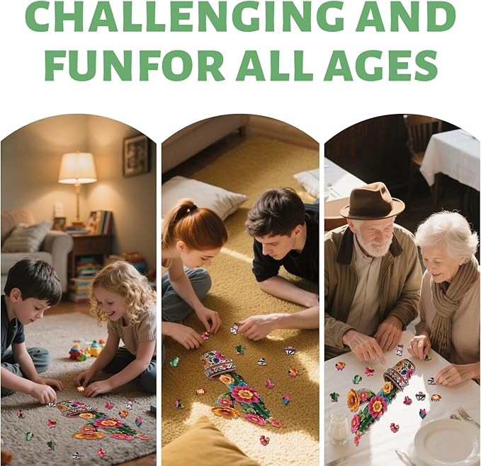 Cactus Wooden Puzzles Adults, 200 Piece Puzzles Vase for Adults Cactus Jigsaw Puzzle Art Unique Shape Puzzle Gift Fun Challenge Family Game Home Decor