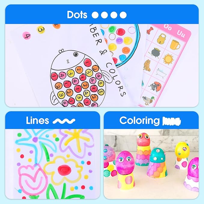 FUMILE Dot Markers for Toddlers 1-3,2 Pack 8 Colors Bingo Daubers for kids,Non-Toxic and Washable Bingo Dot Markers for Art and Craft.Dot Paints for kids Drawing Coloring Supplies