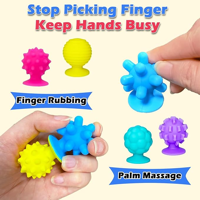 Sensory Fidget Toys Kids Adults, 16Pcs Textured Suction Toys for Autism Kids Calming, Sensory Desk Toys for Anxiety Relief, Fidget Strips for Classroom Office (Style 1)