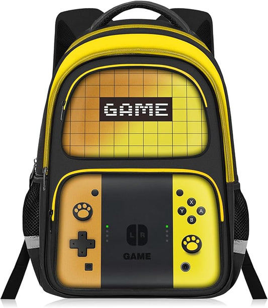 Kids Backpack For Boys，Gamer Boys Backpack For Children Teens Elementary Middle School, 17″ Students Bookbag