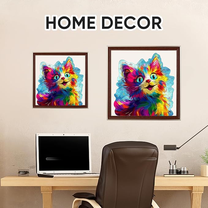 Wooden Puzzles for Adults, 500 Pieces Clever Cat Wooden Jigsaw Puzzles, Animal Unique Shaped Puzzle Gifts for Adults and Kids on Birthday, Thanksgiving, Family Puzzle Games (16.3''*16.9'')