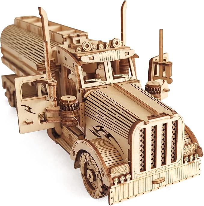 3D Wooden Puzzle - Wood Mechanical Tank Truck Model Kits - Coin Bank Crafts Model - Wooden STEM DIY Brain Teaser Puzzles, Birthday for Kids and Adults Teens Boys Girls