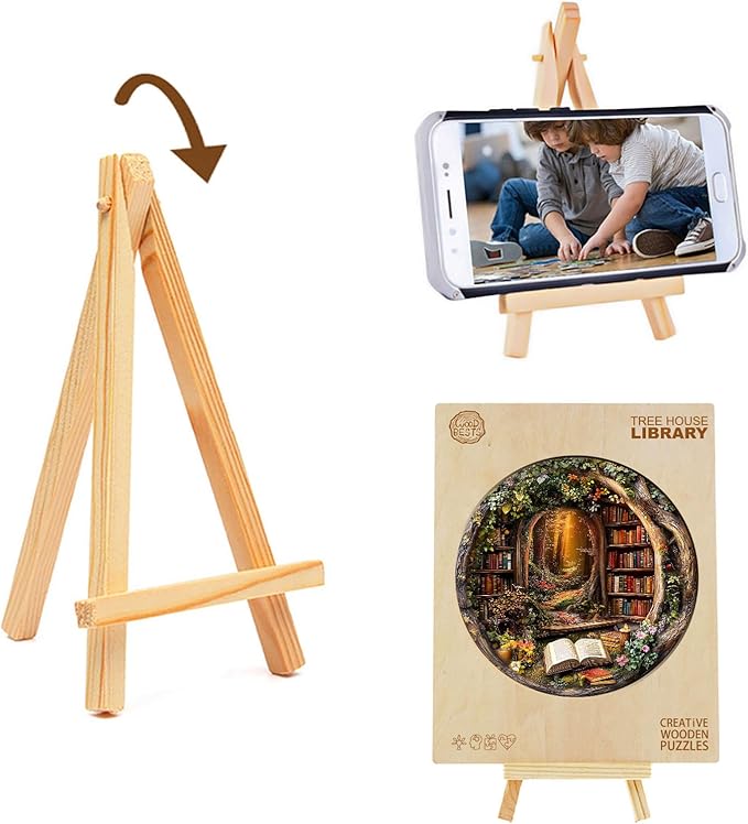 KAAYEE Wooden Puzzles for Adults, 3D Visual Effect Tree House Library Wooden Jigsaw Puzzle Unique Shape Wood Puzzle Adult, 3D Effect Flat Puzzle Birthday Family Games (L-13.4 * 13.4 in-295pcs)