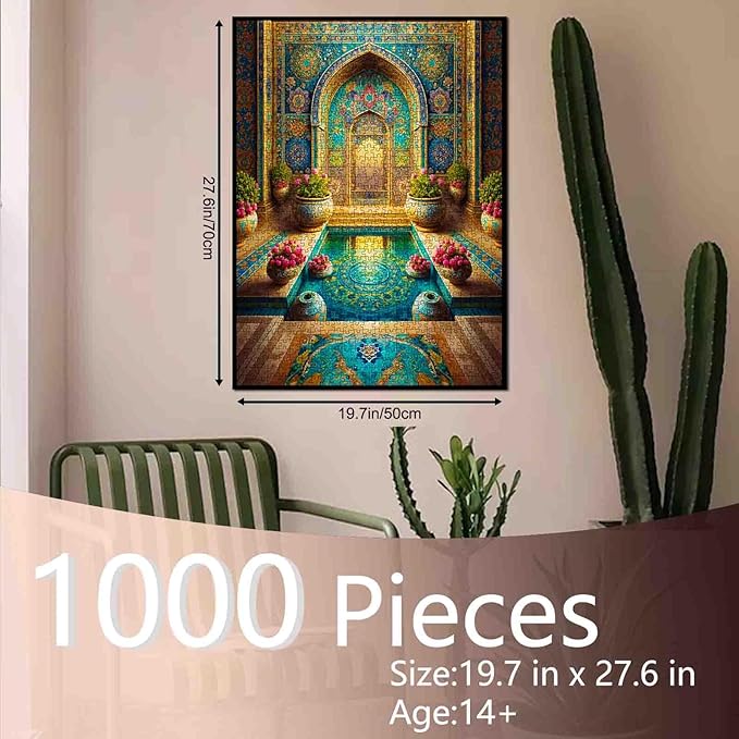 Islamic Room Jigsaw Puzzles 1000 Pieces for Adults-Mandala Datura Islamic Puzzle-Challenging Puzzle Perfect for Game Nights-DIY Home Wall Decor-Traditional Arabesque Art Puzzles 27" x 20"