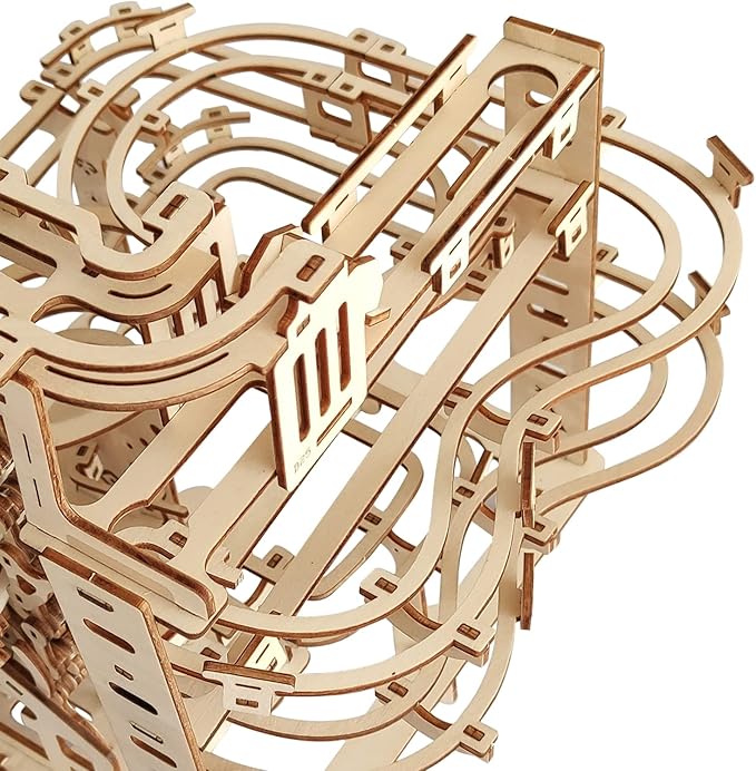 Wooden Marble Run 3D Puzzle - Wood Crafts Mechanical Marble Run Assembly Building Model Kits - Wooden Puzzle DIY Brain Teaser Puzzles - Christmas Birthday Gifts for Adults & Teens Boys Girls