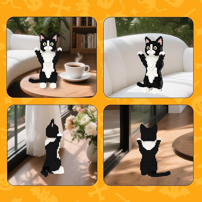 Larcele Micro Building Blocks Set, DIY Mini Building Toy Bricks for Age Over 12 Years, 1227 Pieces KLJM-05 (Devon Rex Cat)