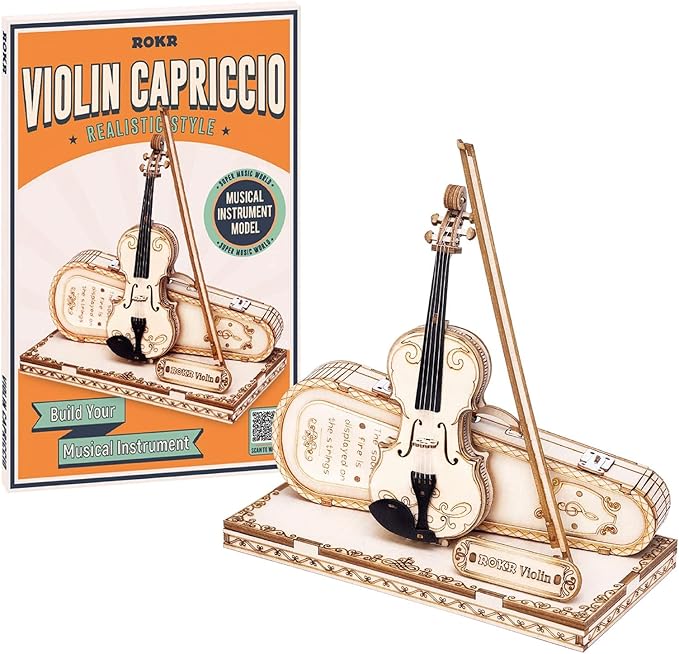 ROKR 3D Puzzles Wooden Craft Kits Musical Instrument Model Kit Collectibles Home Desk Decor Gift for Men Women Hobby for Adults (Violin Capriccio)