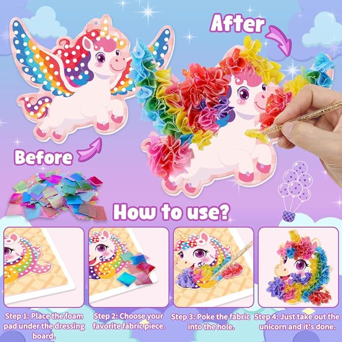 Poke Art and Crafts Kits for Girls, Fun and Mess Free DIY Wind Chime Creative Activity, Birthday Gifts Toys for 5 6 7 8+ Year Old Girls