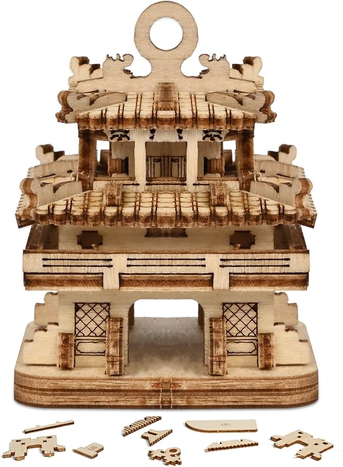 3D Wooden Puzzle for Adults - Chinese Architecture Building Kit (86PCS Cloud Tower), DIY Model Kit, Cool Desk Decor, No Glue Needed Gift for Men & Teens 14+