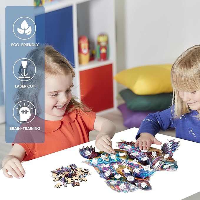 Wooden Jigsaw Puzzle, 200 Pcs Unique 3D Shape Jigsaw Puzzles, Wood Puzzle Gift Box Packing, Medium Size Letter, Creative Gift for Adults and Kids, Fun Challenging (200PCS, Turtle)