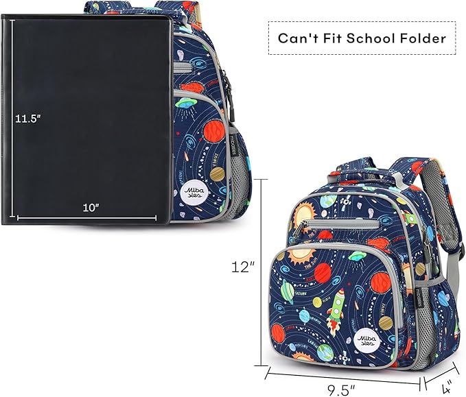 mibasies Toddler Backpack for Boys 2-4: Cute Kids Backpacks Boys - Preschool Kindergarten Backpack - Galaxy LightGray