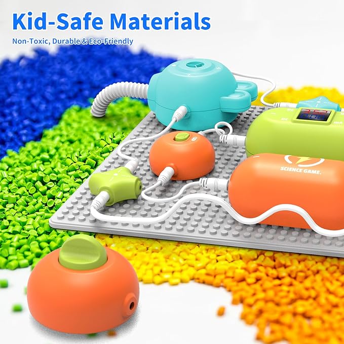 STEM Science Kit for Kids Ages 3-12，31 Electronic Parts, 300+ Fun Projects, No Soldering, 18-Page Guide, DIY Electronics Exploration Toy, Gifts for Boys & Girls