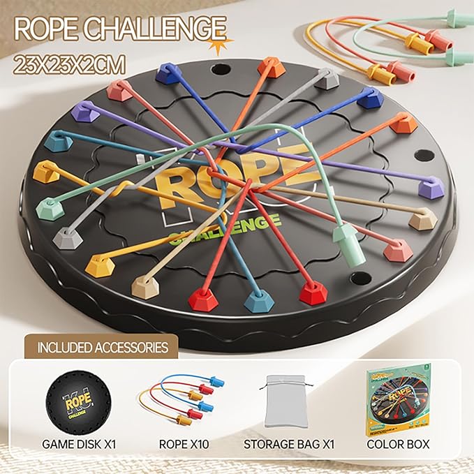 Rope Untangling Puzzle Game, Educational Strategy Board Game for Kids & Adults, Family Travel Party Games with Multi-Level Challenges, Gifts for All Ages(Large)