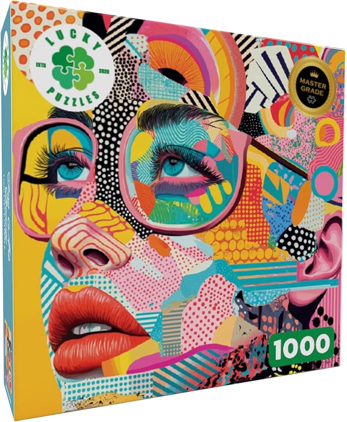 Lucky Puzzles - Pop Art Beauty - 1000 Piece Jigsaw Puzzle for Adults | Best Art Puzzle | Vibrant Abstract Portrait | Bold and Unique Puzzle Challenge