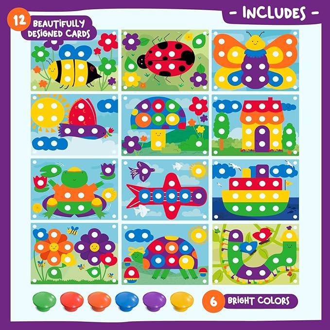 Nene Toys Wooden Color Matching Puzzle for Toddlers 2+ Years – Montessori Pegboard Button Game with Wooden Nails & Cards – Educational Toy for 2 3 Year Old Boys Girls – Fine Motor Skill Learning