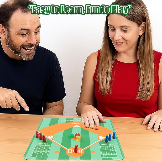 Extguds Baseball Board Game, Baseball Dice Board Game for Families, Parties and Gatherings, Classic Tabletop Baseball Games with Scorepad, Dice, Wooden Pieces, Storage Cube and More, for 2-6 Players