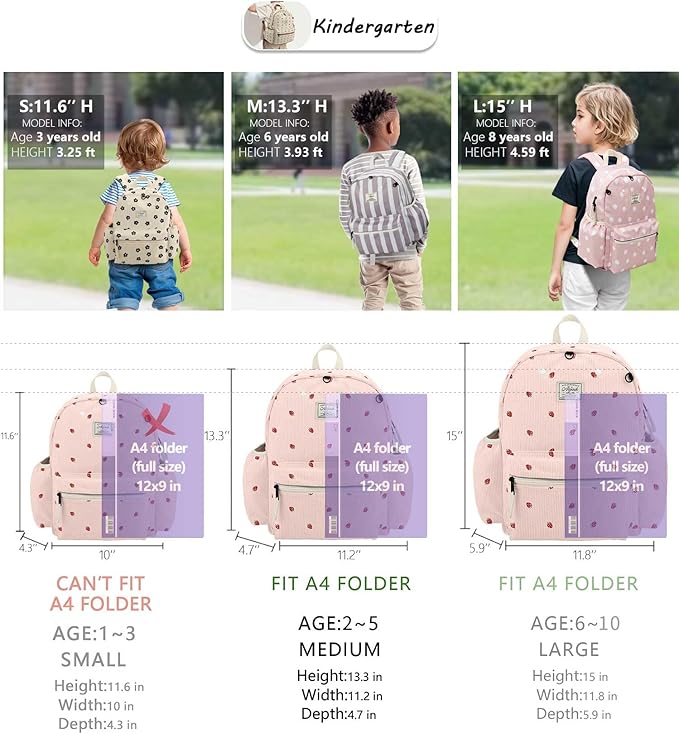 Corduroy Toddler Backpack for Boys 2-5: Preschool Backpack for Boys Girls - Cute Kids Backpack for Boys 13.5" H Fit Folder