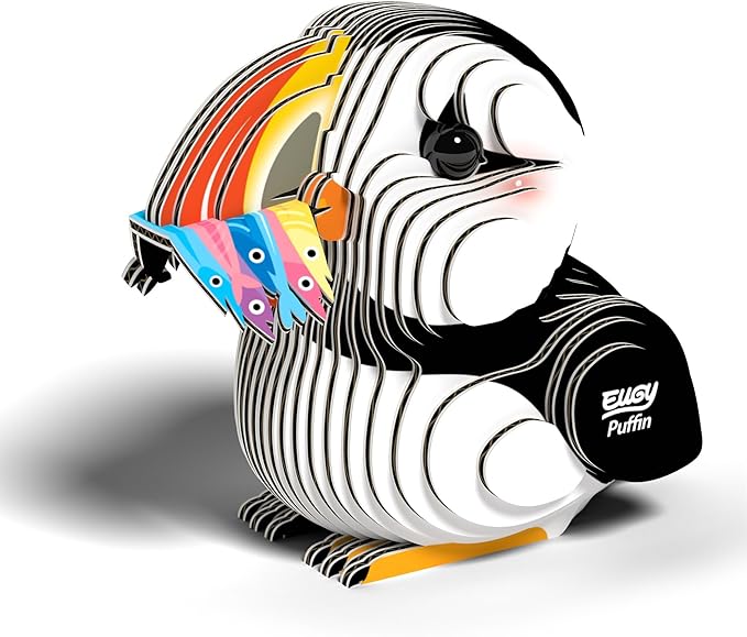 Eugy Puffin 3D Puzzle - 31 Piece Eco-Friendly Educational Toy Puzzle for Boys, Girls & Kids Ages 6+