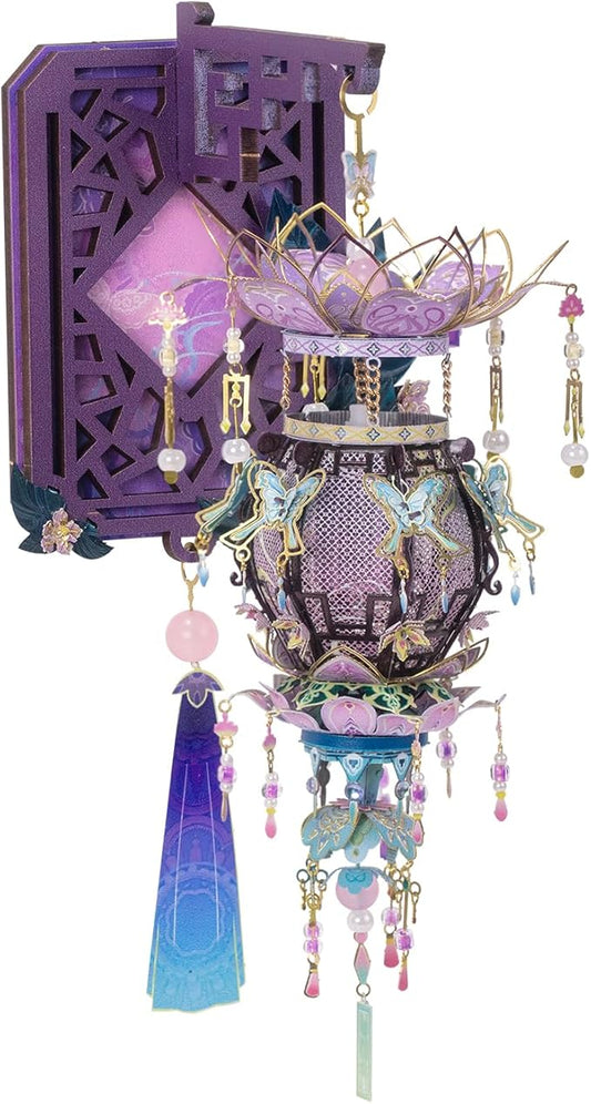MU 3D Metal Puzzle Butterfly Lighting Palace Latern Shaped Fridge Magnet Models Kits Building 3D Wooden Puzzles, DIY Refrigerator Magnets Craft Work Miniature, Birthday Gifts Home Office Room Decor