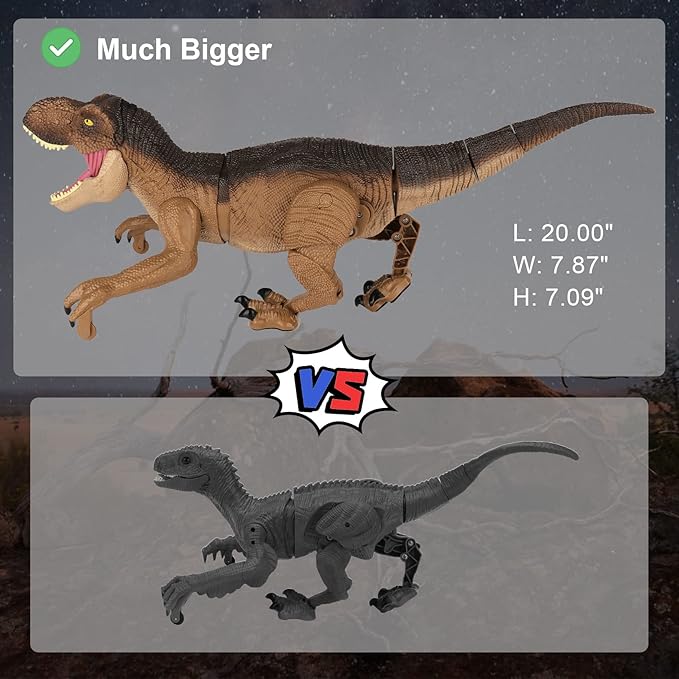 Remote Control Dinosaur Toys for Boys 3 4-7 8-12- RC Realistic Big T-Rex Gifts for Kids, Interactive Dino with Light Roar Spray Touch Sensing