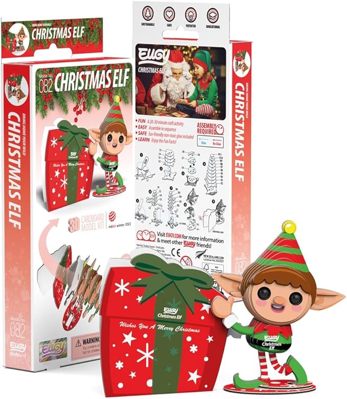 Eugy Christmas Elf 3D Puzzle, 38 Piece Eco-Friendly Educational Toy Puzzles for Boys, Girls & Kids Ages 6+