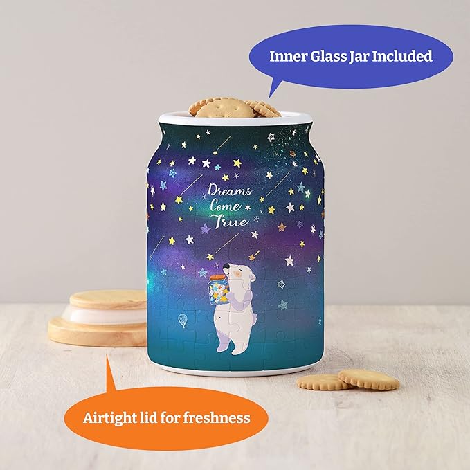 Pintoo 3D Puzzle Jar 128 Plastic Pieces for Adults - Dreams Come True - Airtight Lid Container and Inner Glass Jar for Kitchen Dining Study Living Room No Glue Requied Large [BA1001]