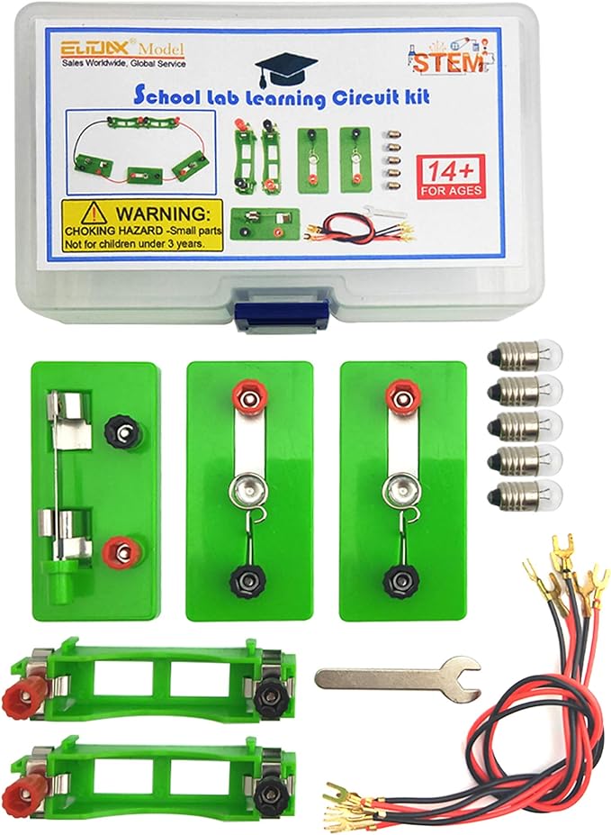 EUDAX Physics Science Lab Learning Circuit kit,Electricity Experiment Set,Building Circuits for Student Junior Senior High School Students (Basic kit)