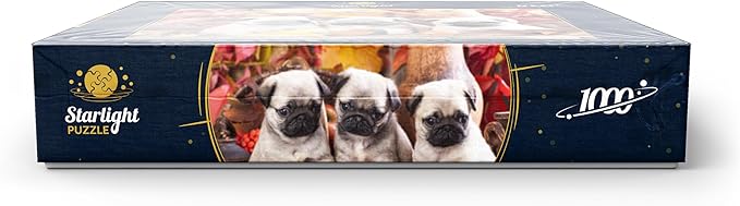 MyPuzzle Pug Puppies - Premium 1000 Piece Jigsaw Puzzle - Made in USA