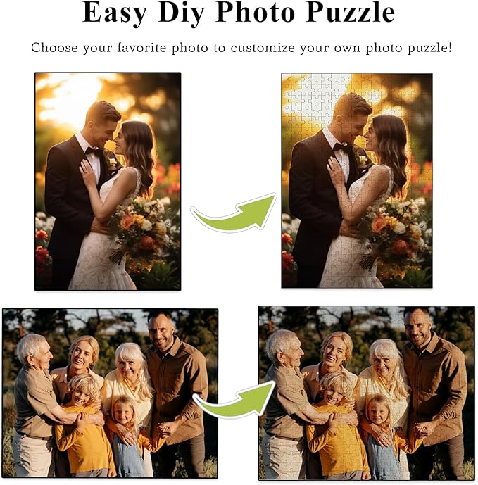 Custom Puzzle, Personalized Puzzle from Photos, Customized Puzzle 120/200/300/500/1000/1500 Pieces for Family, Christmas, Pet, Birthday, Wedding Gift