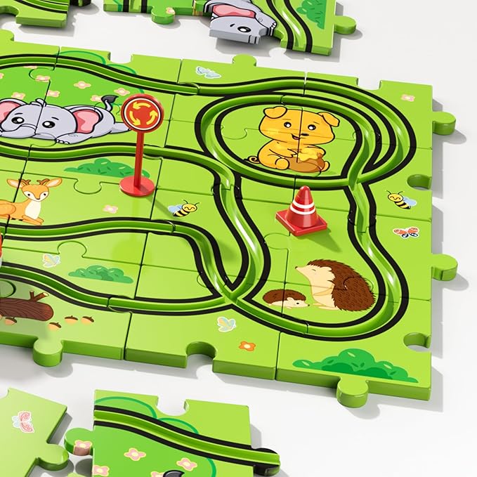 Bennol Toddler Toys Gifts for 3 4 5 Year Old Boys, 39 Jigsaw Puzzle Race Track Car Set Toys for Kids Boys Toddlers 3-5 4-6, Puzzle Tracks Car Toys Gifts for 3 4 5 Year Old Girls Kids